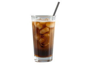 Iced Drink in Glass with Straw Refreshing Beverage