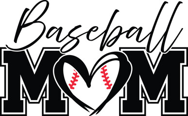 Obraz premium Baseball mom shirt vector art for crafters and designers. Includes vector formats. Perfect for Cricut Illustrator projects, showing your baseball mom pride.