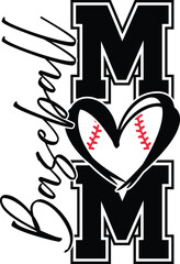 Baseball mom shirt vector art for crafters and designers. Includes vector formats. Perfect for Cricut Illustrator projects, showing your baseball mom pride.