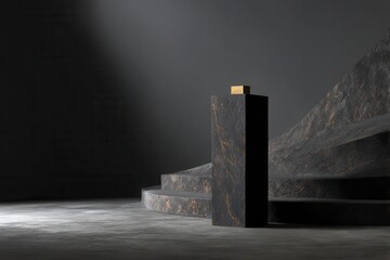 black stone podium for product presentation