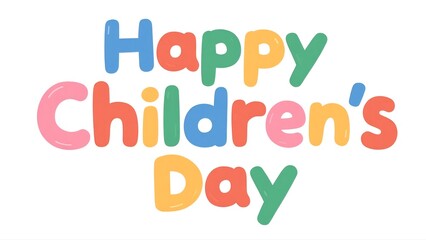 Happy Children's Day text with colorful confetti, triangular flags, and ribbons, creating a festive and joyful atmosphere, designed in ultra HD 8K resolution.