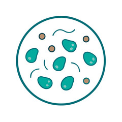 Obraz premium Petri Dish with Microorganisms in Flat Design 