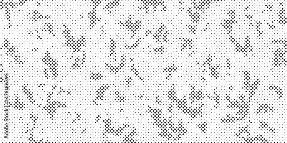 Aufkleber Abstract halftone seamless camouflage pattern. Repeating digital dotted hexagonal camo military texture background. Abstract modern fabric textile ornament. Vector illustration.	