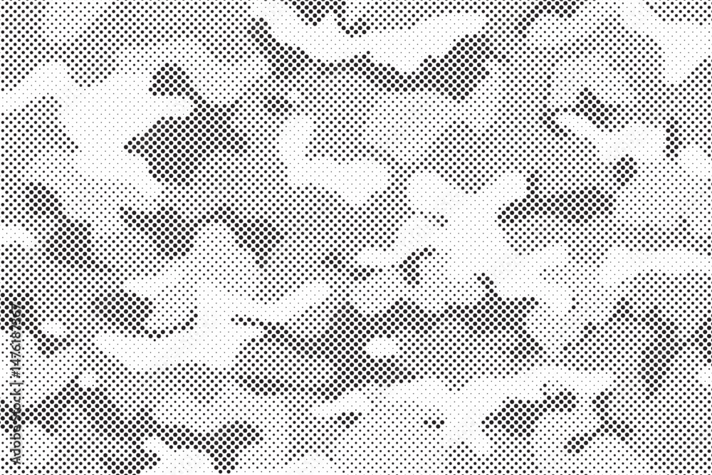 Aufkleber Abstract halftone seamless camouflage pattern. Repeating digital dotted hexagonal camo military texture background. Abstract modern fabric textile ornament. Vector illustration.	