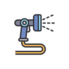 Detailed Illustration Of An Isolated Water Spraying Garden Hose Nozzle