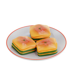 PNG 3D Baklava Pastry Stack Illustration Isolated on a White Background