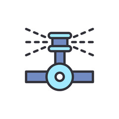 Stylized Illustration Of An Automatic Rotating Garden Sprinkler System