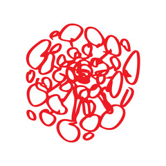 red Asoka flower hand drawn