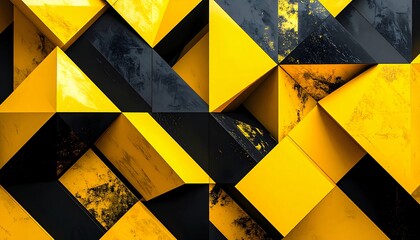abstract geometric pattern with yellow and black shapes