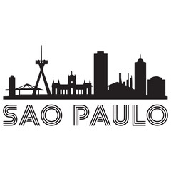 Fototapeta premium Vector Sao Paulo skyline. Travel Sao Paulo famous landmarks. Business and tourism concept for presentation, banner, web site Vector Black silhouette. with white background