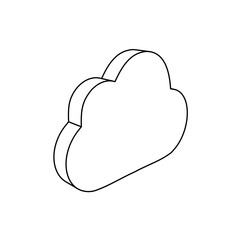 The outline of a large cloud symbol is made with black lines. 3D view of the object in perspective. Vector illustration on white background