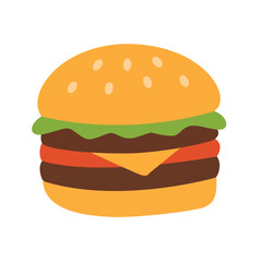 National Hamburger Day. Large hamburger isolated on a white background, burger, cheeseburger. Vector illustration.