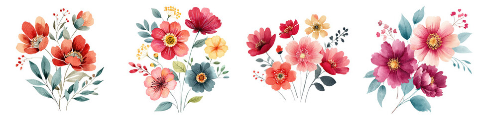 Colorful Floral Arrangements - Perfect for Nature Themes, Wedding Invitations, or Artistic Projects