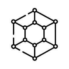 Molecular Structure Icon &ndash; Hexagonal Network Line Art Symbol