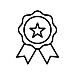 Award Badge Icon – Line Style Medal with Star for Achievement and Recognition
