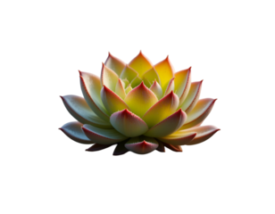 Close-up of Colorful Succulent Plant on Transparent Background