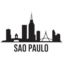Fototapeta premium Vector Sao Paulo skyline. Travel Sao Paulo famous landmarks. Business and tourism concept for presentation, banner, web site Vector Black silhouette. with white background