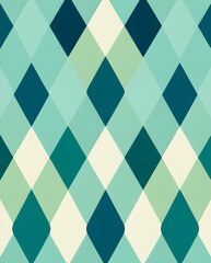 Luxury Harlequin diamond pattern in jade, teal, sapphire tones.