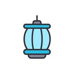 Stylized Lantern Icon Featuring Clean Lines And Muted Pastel Tones
