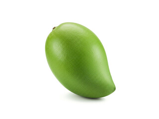 Raw green mango isolated on white background.