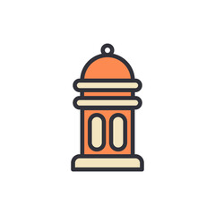 Orange Festive Ramadan Lantern With Intricate Geometric Design Element