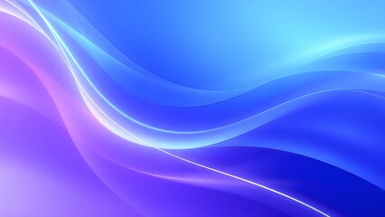 Glowing Purple and Blue Fluid Waves in Abstract Motion, Smooth Flowing Design, Futuristic Digital Background Art