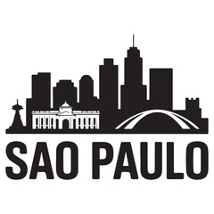 Fototapeta premium Vector Sao Paulo skyline. Travel Sao Paulo famous landmarks. Business and tourism concept for presentation, banner, web site Vector Black silhouette. with white background
