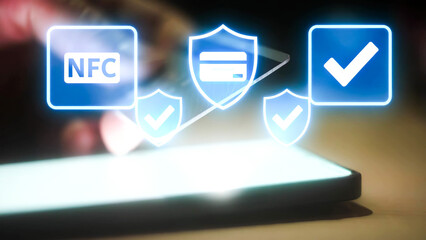 Contactless payment interaction with nfc enabled card over smartphone screen