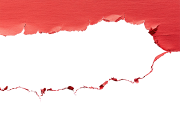 Ripped red paper with a black hole in the shape of a country