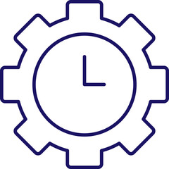 Clock in Gear Minimalistic Thin Outline Icon for Web and Graphic Design, Apps, Banners, Social Network and Cards