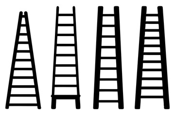 set of Ladder silhouette vector illustration