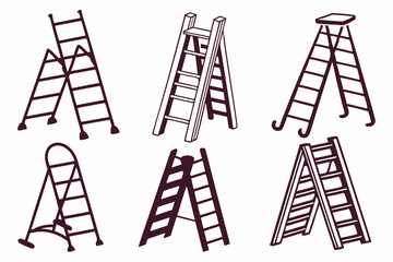 set of Ladder silhouette vector illustration