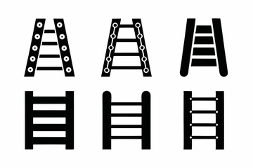 set of Ladder icon silhouette vector illustration