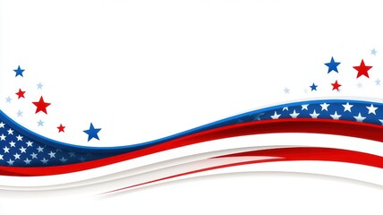 Patriotic Wave in Red, White, and Blue with Star Detail