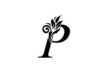 The letter P and flower logo is suitable for company logo designs, wedding dresses, decorations, make-up, gardeners, flower shops, florists, flower arrangers