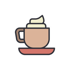 Stylized Illustration Of A Coffee Cup With Cream On A Saucer