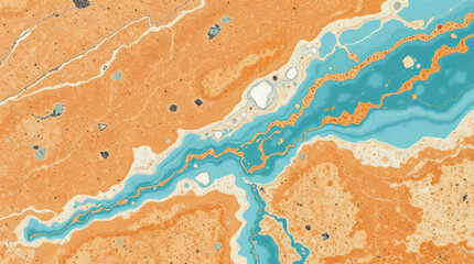 Abstract Earth Tone Jasper Pattern Texture Marble - Artistic Mineral Pattern in Cream, Orange, Blue, and Black