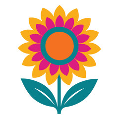 Fototapeta premium Mexican Otomi flower illustration, Vibrant Fiesta Flower Art, Colorful floral Design, Colorful Mexican Flower Fiesta clipart 