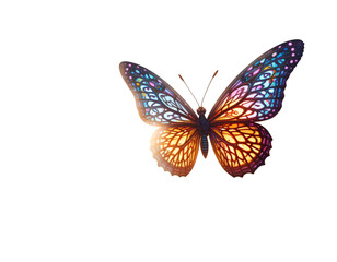Detailed Butterfly Illustration with Colorful Wing Patterns on Black