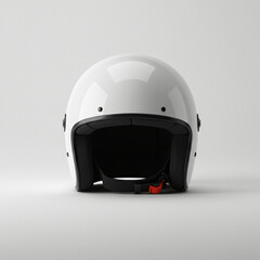 Fototapeta premium White Motorcycle Helmet Front View on White Background