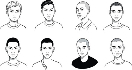 Minimalist Black & White Vector Portraits