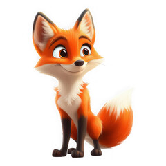Obraz premium Cartoon fox sitting, looking forward isolated on transparent background