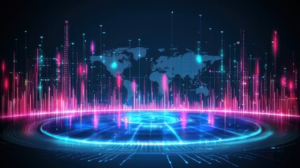 Obraz premium Blue and Red Abstract Tech Network with Glowing Lines