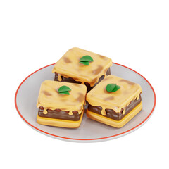 PNG 3D Moussaka Illustration Isolated on a White Background