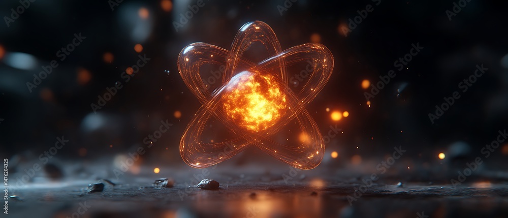 Wall mural an abstract glowing energy sphere contained within an atom structure