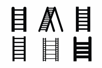 set of Fire Ladder silhouette vector illustration