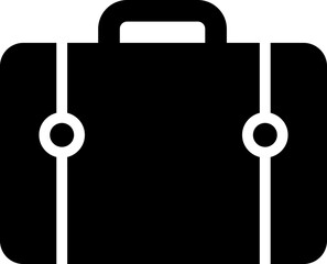 Briefcase icon in flat. Suitcase, portfolio symbol. Business briefcase icon isolated on transparent background