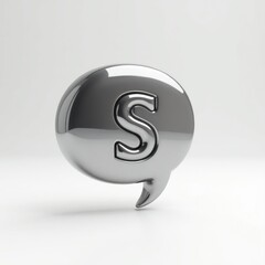 Shiny Silver Speech Bubble with Letter S for Modern Designs