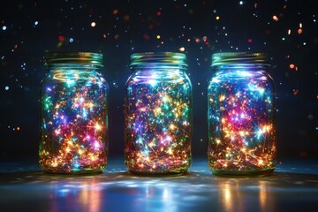 premium quality image of festive shiny sparklers in a jar