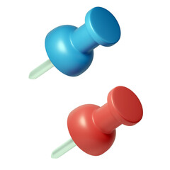 blue and red push pin 3D render